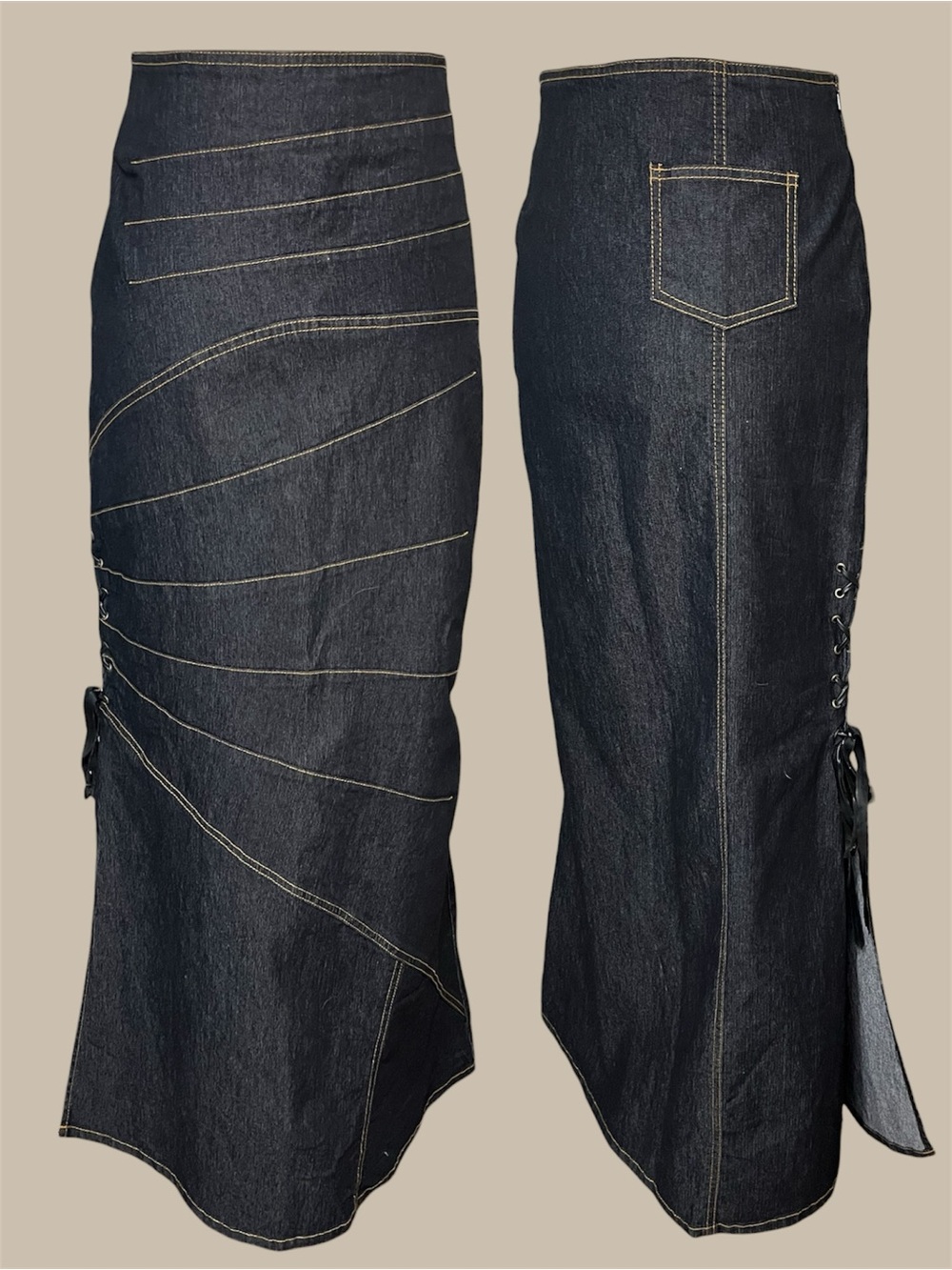 Y2K Women’s Dark Denim Jean Maxi Skirt